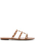 Valentino Garavani Rockstud Calf Leather Sandals Leather Brown