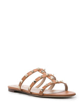 Valentino Garavani Rockstud Calf Leather Sandals Leather Brown