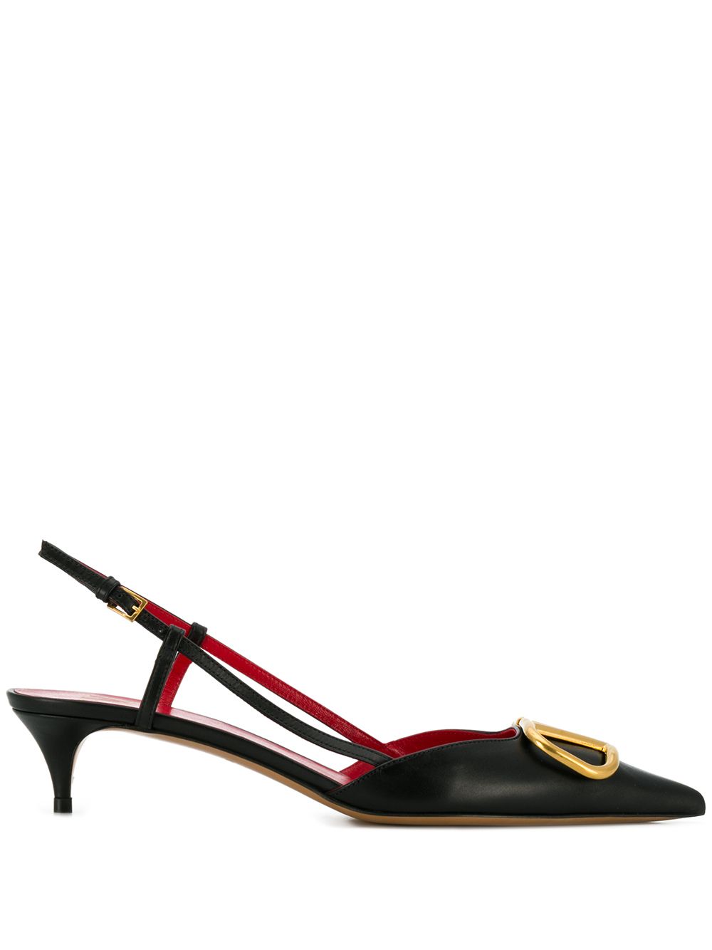 Valentino Garavani VLogo Signature 40mm Leather Slingback Pumps Black