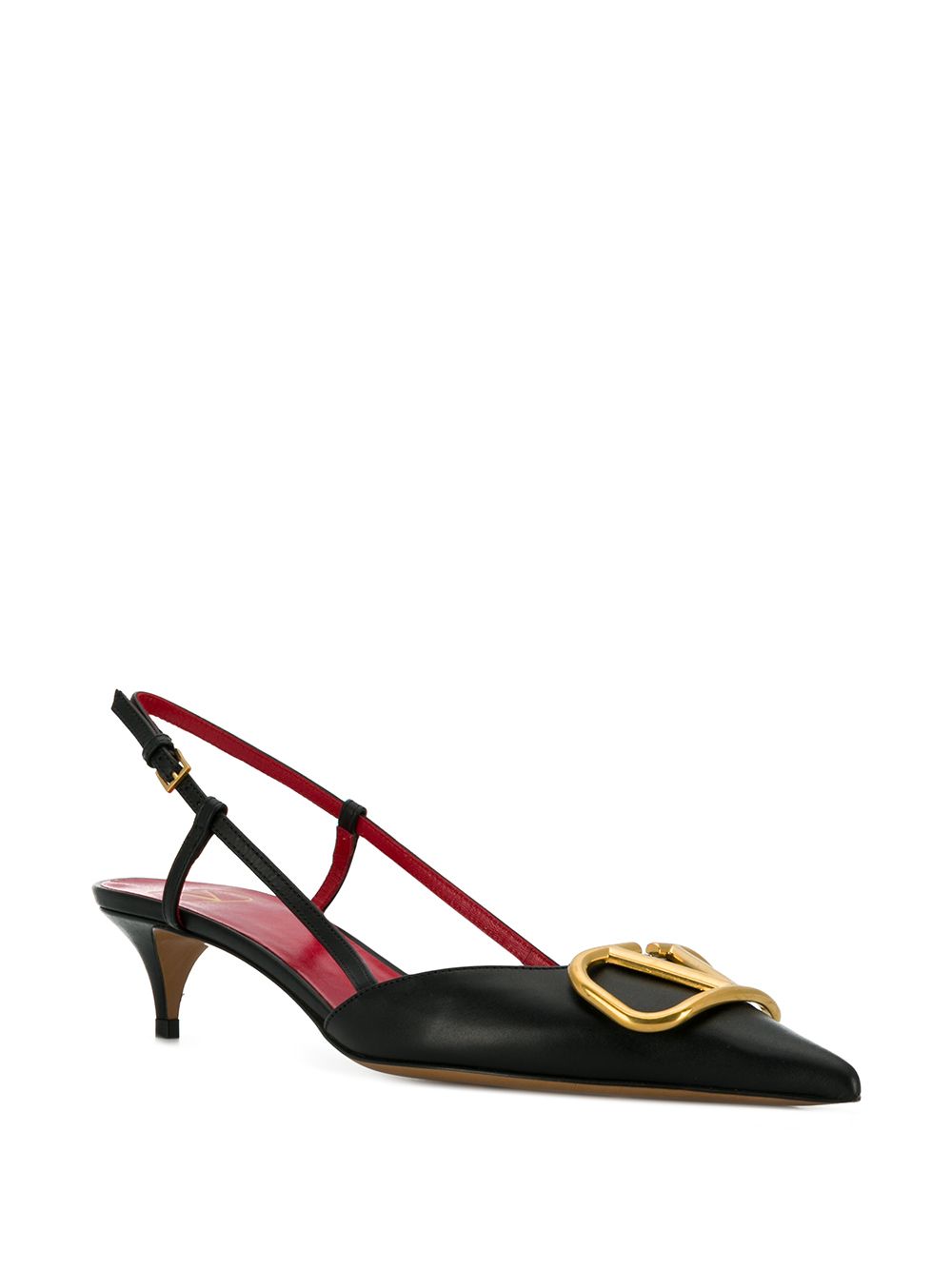 Valentino Garavani VLogo Signature 40mm Leather Slingback Pumps Black