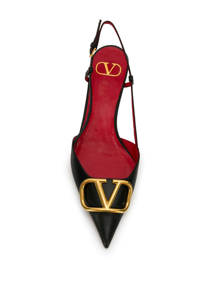 Valentino Garavani VLogo Signature 40mm Leather Slingback Pumps Black