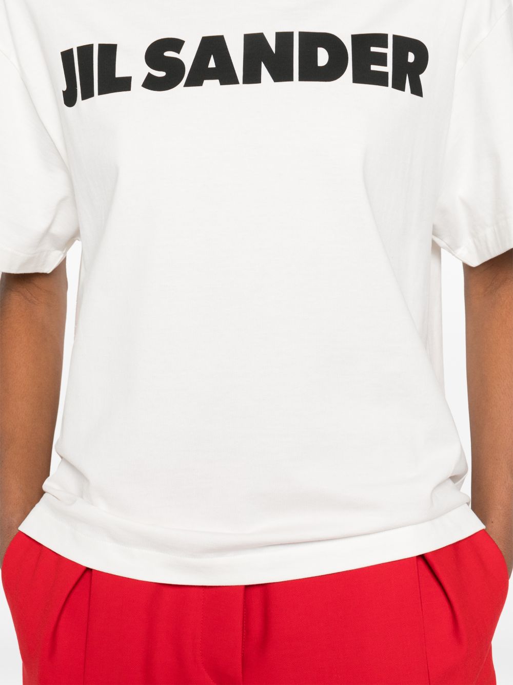 Jil Sander Logo Cotton Crewneck T-shirt White