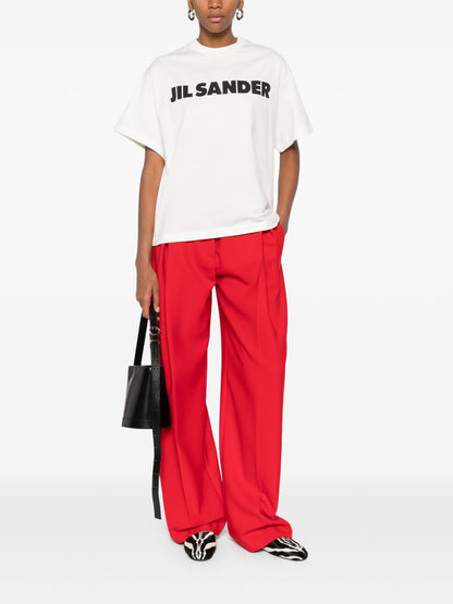 Jil Sander Logo Cotton Crewneck T-shirt White