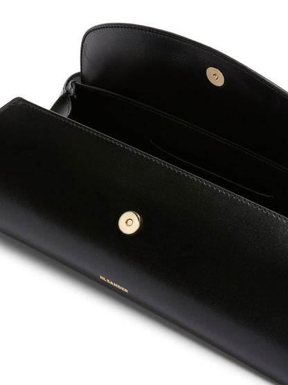 Jil Sander Cannolo Small Leather Shoulder Bag Black