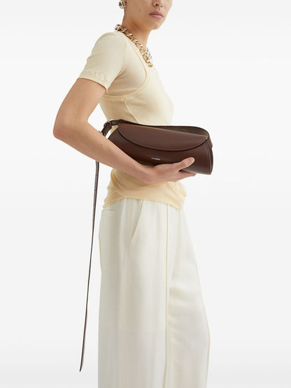 Jil Sander Cannolo Small Smooth Calf Leather Shoulder Bag Brown brown