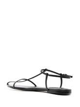 Jil Sander Pointed Toe Leather T-Bar Sandals Black
