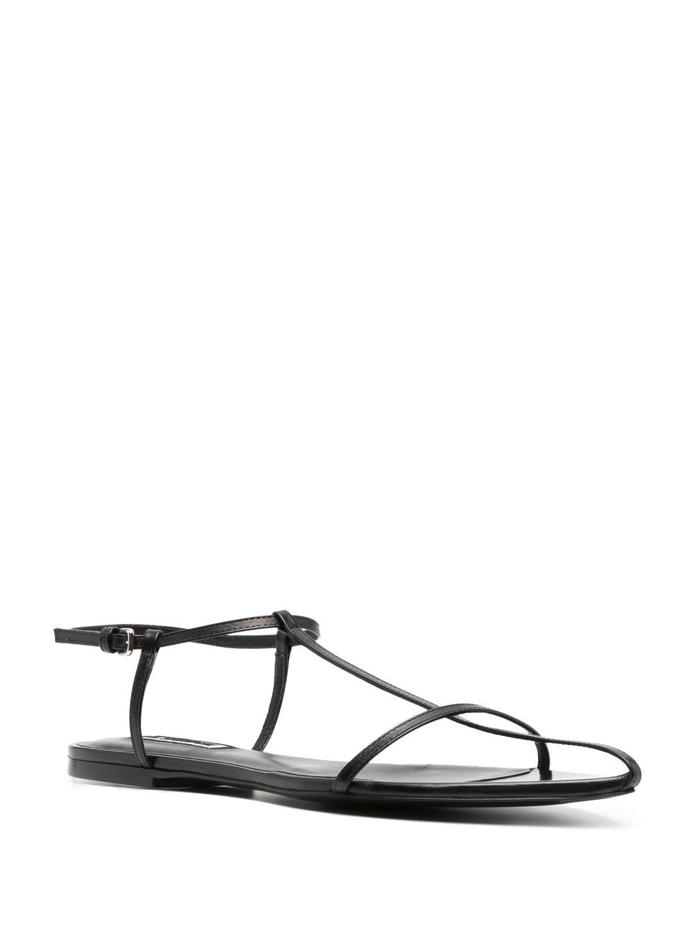 Jil Sander Pointed Toe Leather T-Bar Sandals Black