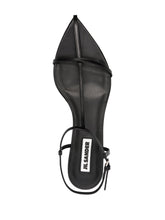 Jil Sander Pointed Toe Leather T-Bar Sandals Black