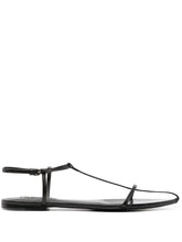Jil Sander Pointed Toe Leather T-Bar Sandals Black