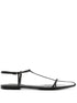 Jil Sander Pointed Toe Leather T-Bar Sandals Black