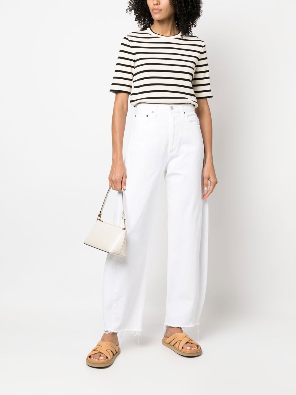Jil Sander Plus Striped Cotton Logo T-Shirt White