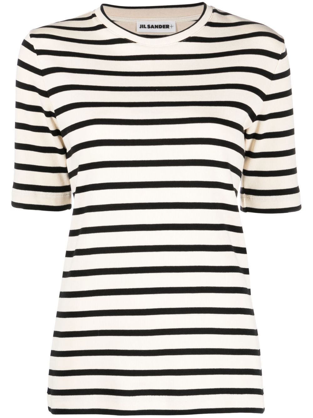 Jil Sander Plus Striped Cotton Logo T-Shirt White