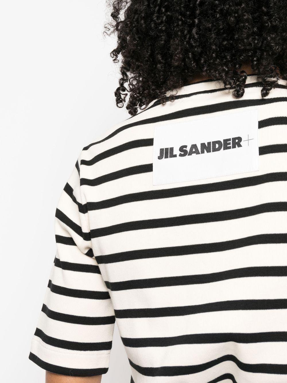 Jil Sander Plus Striped Cotton Logo T-Shirt White
