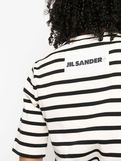 Jil Sander Plus Striped Cotton Logo T-Shirt White