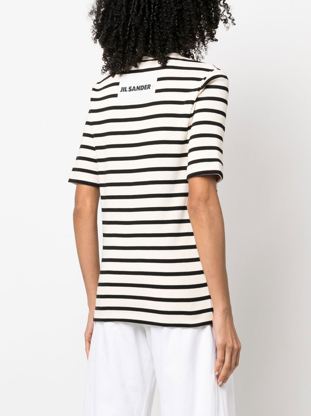 Jil Sander Plus Striped Cotton Logo T-Shirt White