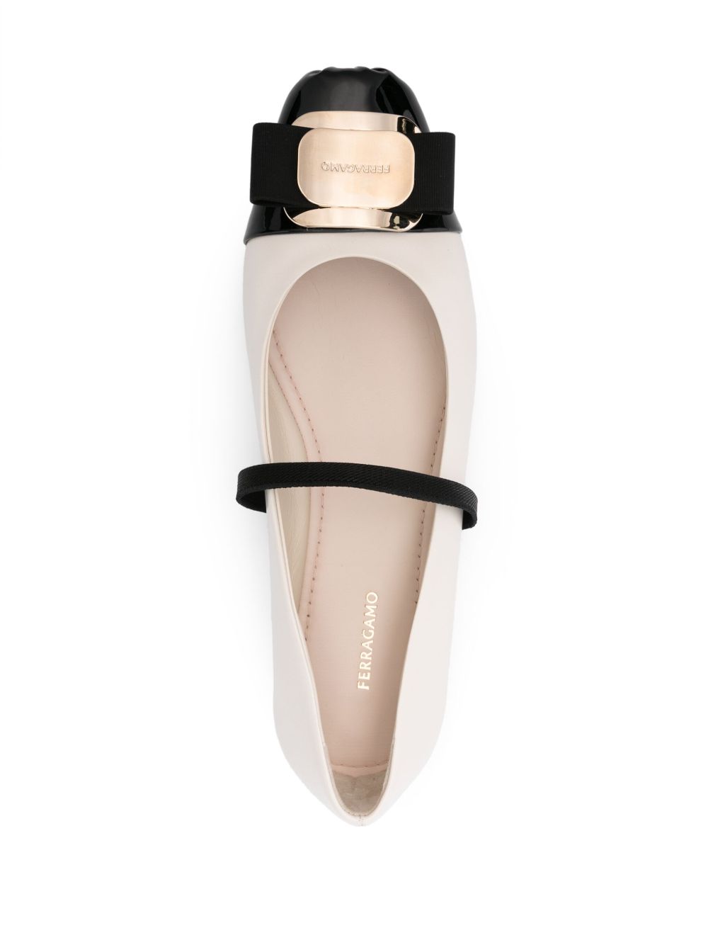 Ferragamo Flat Lamb Leather Ballet Flats Beige Beige