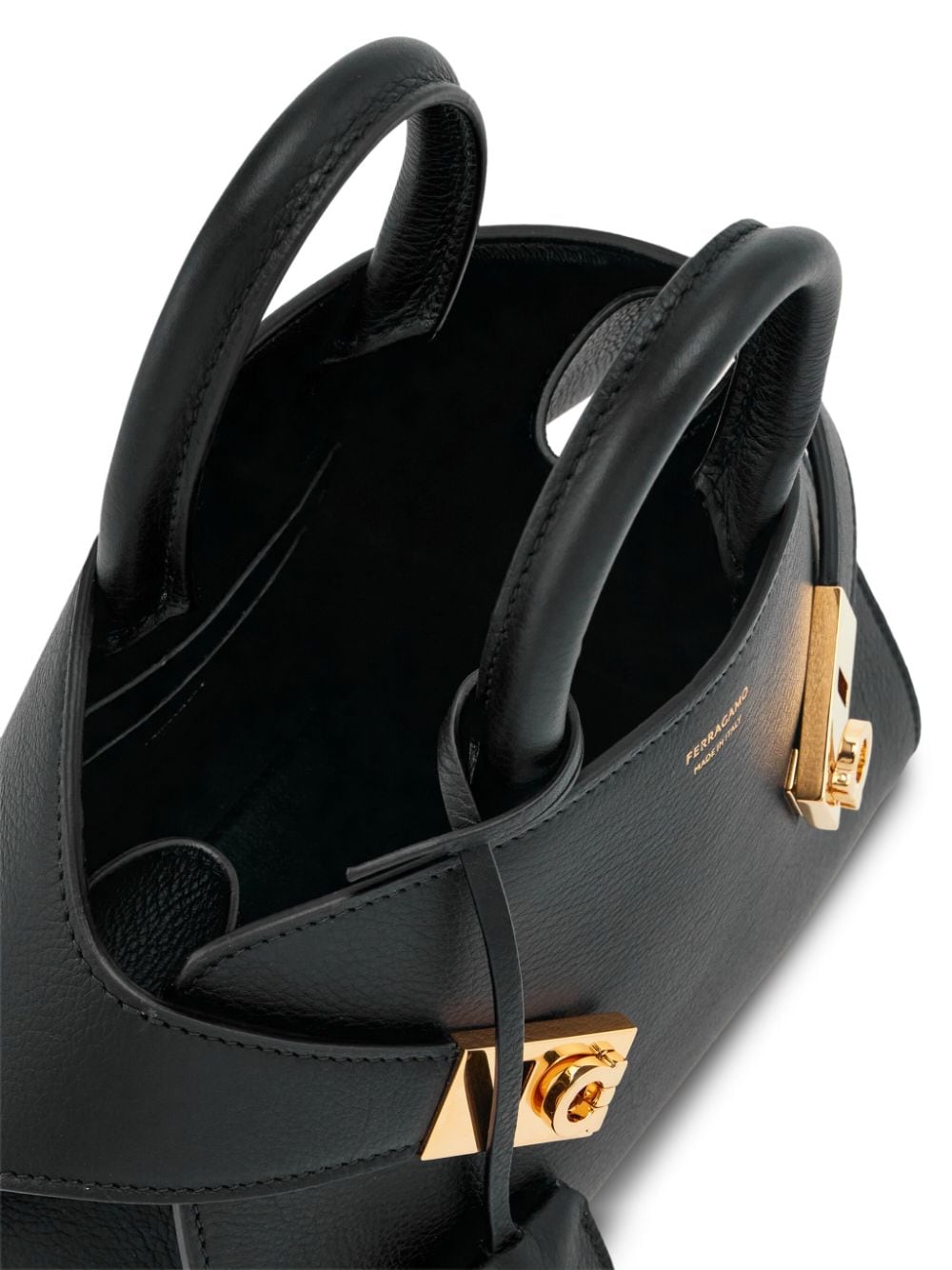 Ferragamo Hug Mini Leather Handbag Black
