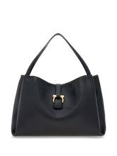 Ferragamo Gancini Buckle Medium Shoulder Bag Black