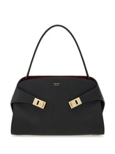 Ferragamo Hug Small Calfskin Leather Shopper Bag Black