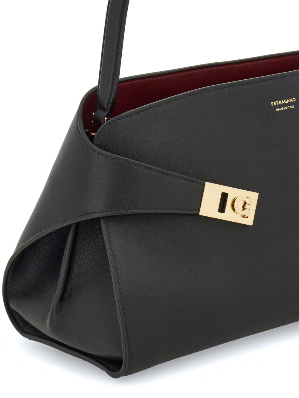 Ferragamo Hug Small Calfskin Leather Shopper Bag Black