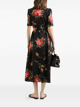 Dolce & Gabbana Floral Bouquet Belted Midi Dress Black black