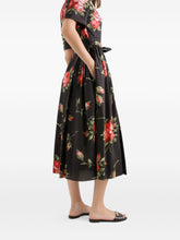 Dolce & Gabbana Floral Bouquet Belted Midi Dress Black black