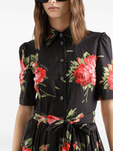 Dolce & Gabbana Floral Bouquet Belted Midi Dress Black black