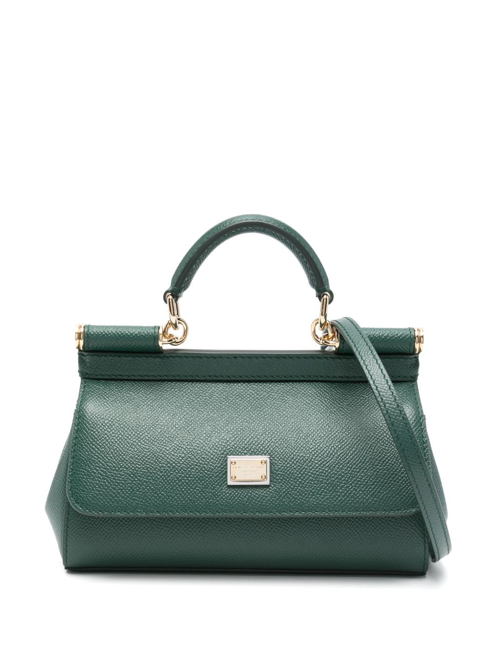 Dolce &amp; Gabbana Sicily Small Calf Leather Handbag Dark Green