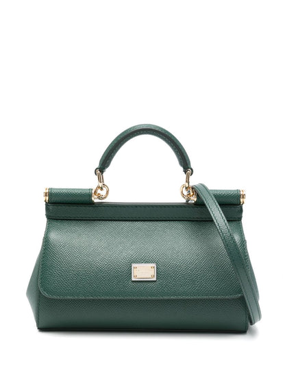 Dolce &amp; Gabbana Sicily Small Calf Leather Handbag Dark Green