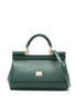 Dolce & Gabbana Sicily Small Calf Leather Handbag Dark Green