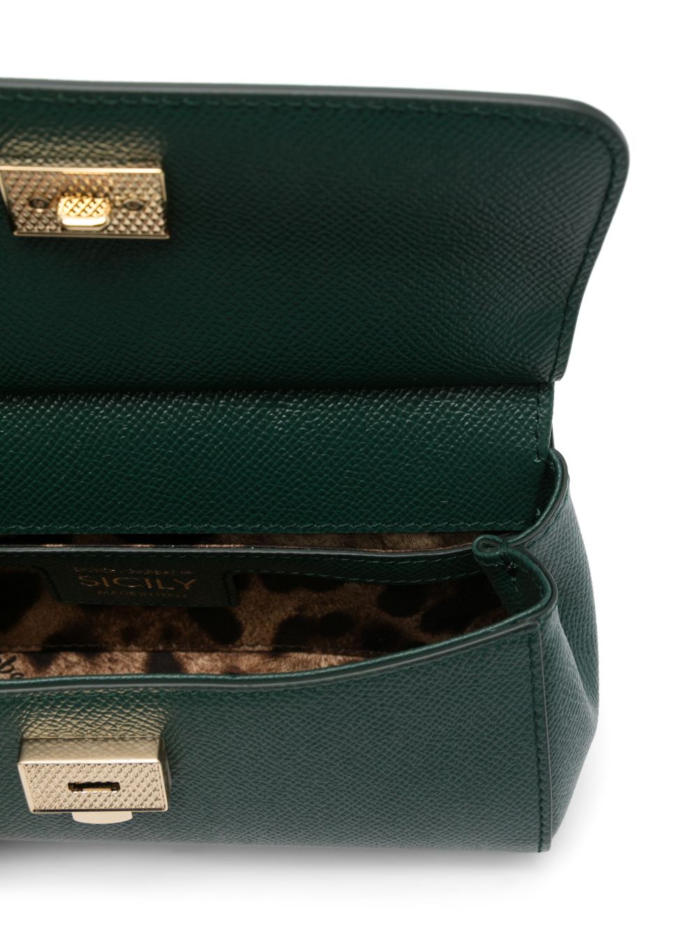 Dolce &amp; Gabbana Sicily Small Calf Leather Handbag Dark Green