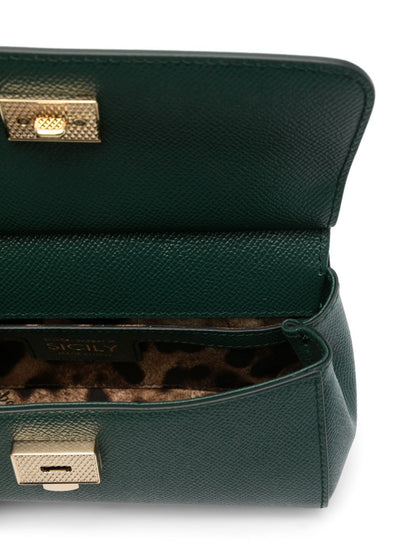 Dolce &amp; Gabbana Sicily Small Calf Leather Handbag Dark Green