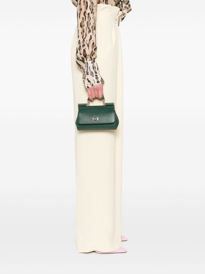 Dolce &amp; Gabbana Sicily Small Calf Leather Handbag Dark Green