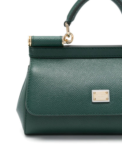 Dolce &amp; Gabbana Sicily Small Calf Leather Handbag Dark Green
