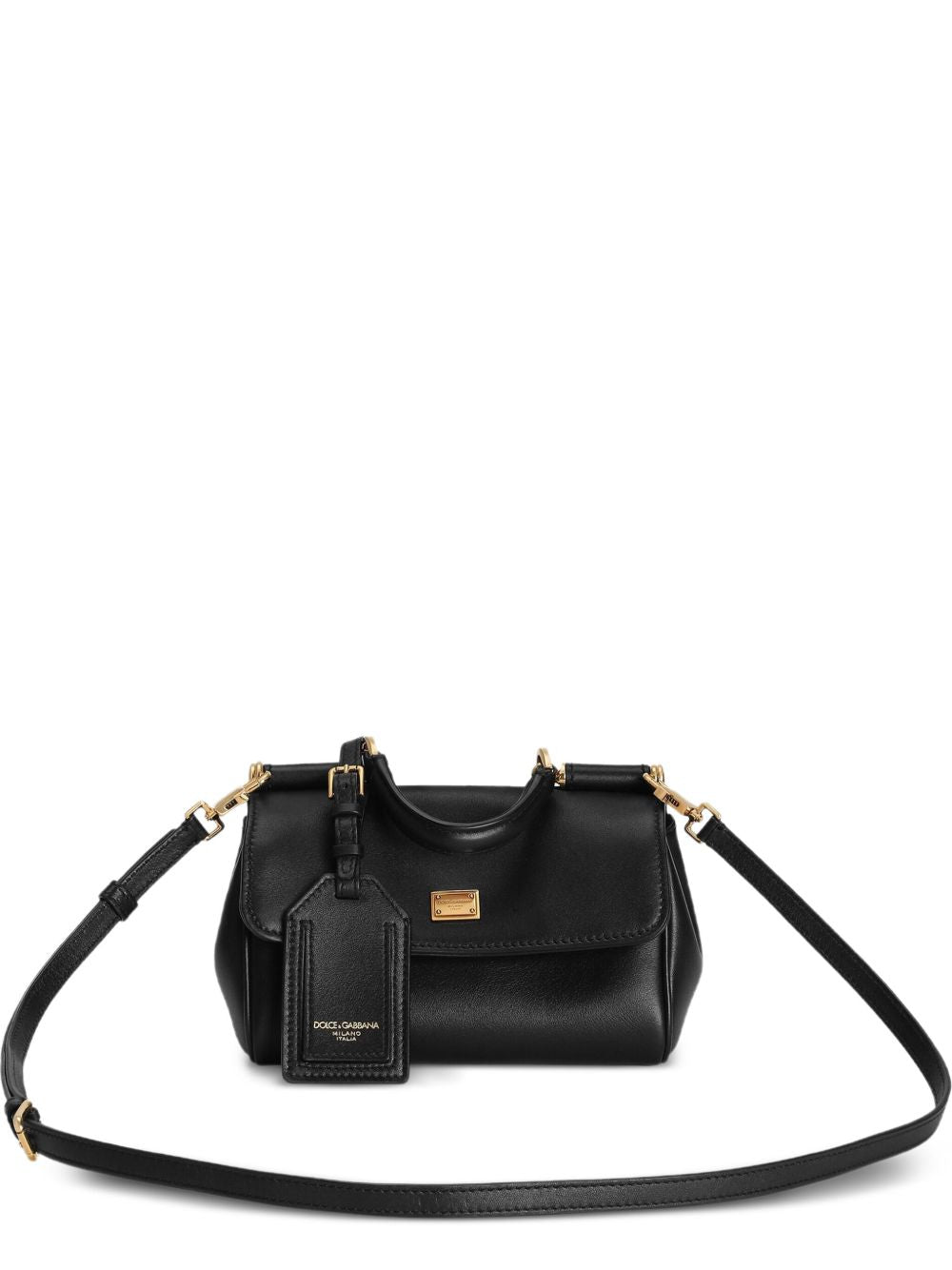 Dolce &amp; Gabbana My Sicily Leather Shoulder Bag Black