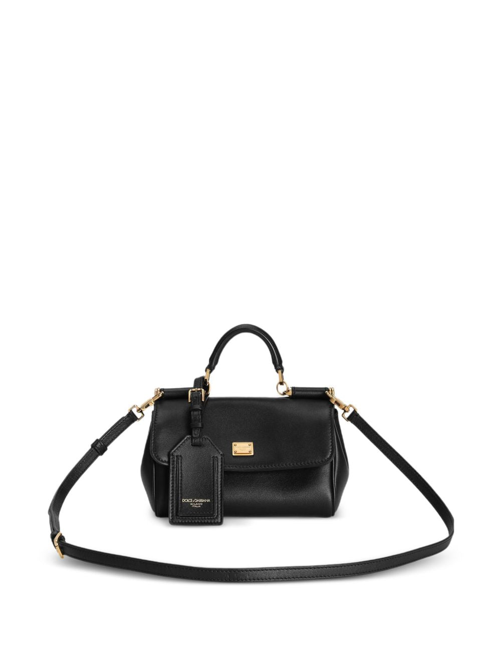 Dolce &amp; Gabbana My Sicily Leather Shoulder Bag Black