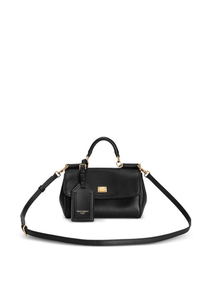 Dolce &amp; Gabbana My Sicily Leather Shoulder Bag Black