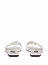 Dolce & Gabbana DG Logo White Leather Flat Sandals White