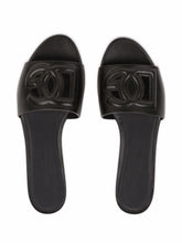 Dolce & Gabbana DG Logo Flat Silk and Leather Sandals Black