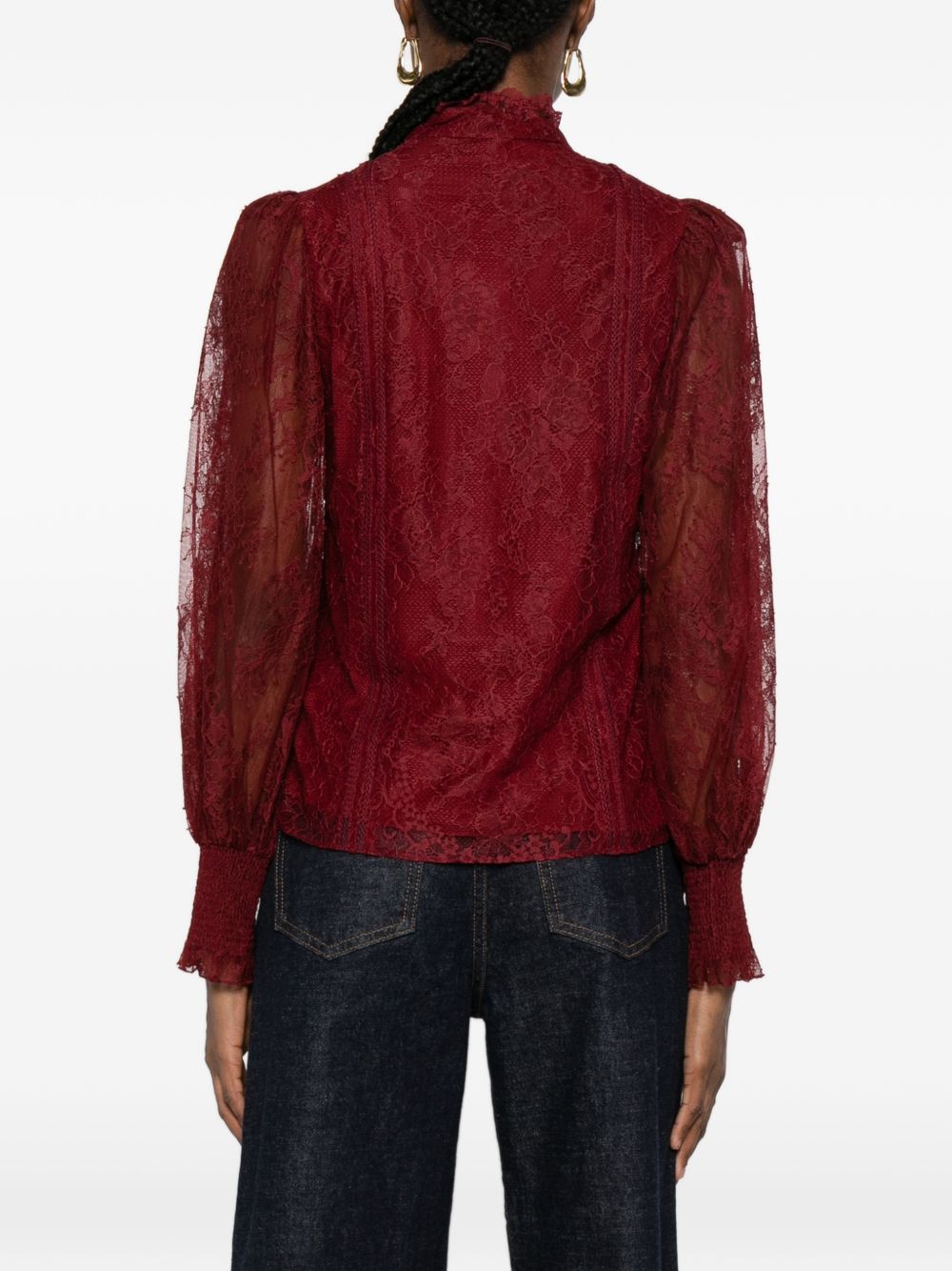 Alice + Olivia Sheer Burgundy Nylon Shirt Bordeaux bordeaux