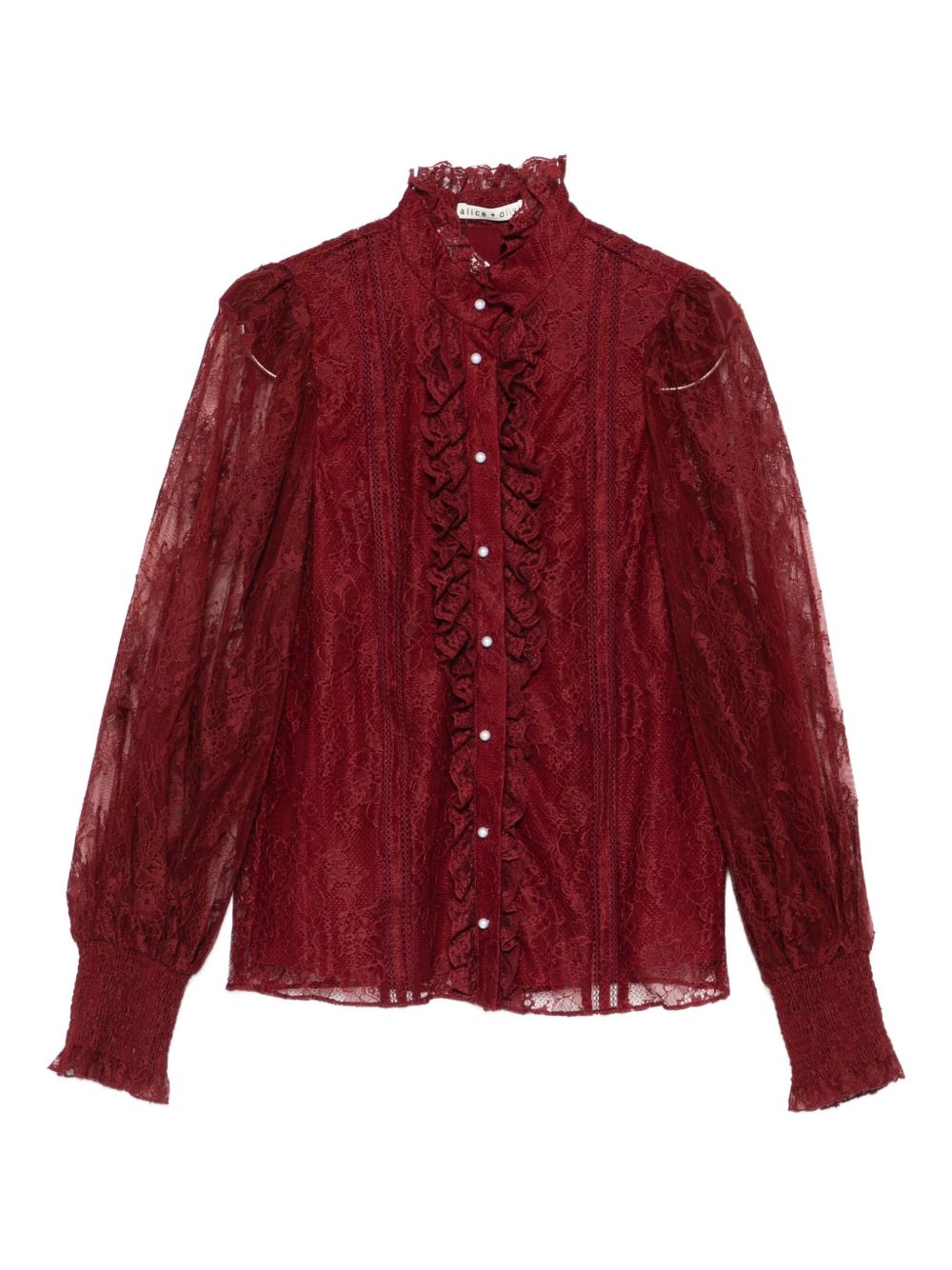 Alice + Olivia Sheer Burgundy Nylon Shirt Bordeaux bordeaux