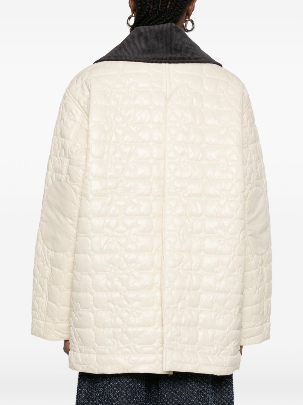 ganni quilted recycled polyamide jacket ivory ivory