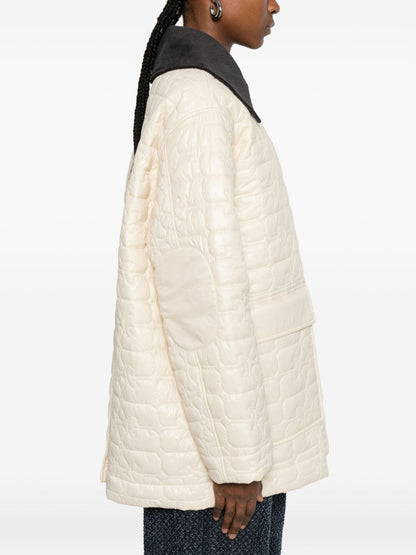 ganni quilted recycled polyamide jacket ivory ivory