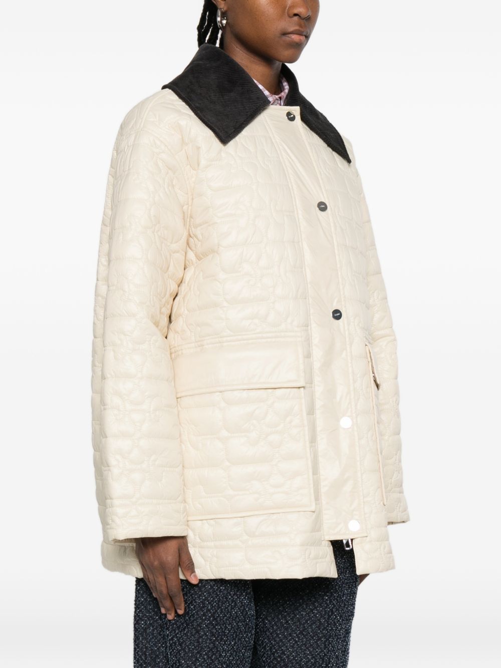 ganni quilted recycled polyamide jacket ivory ivory