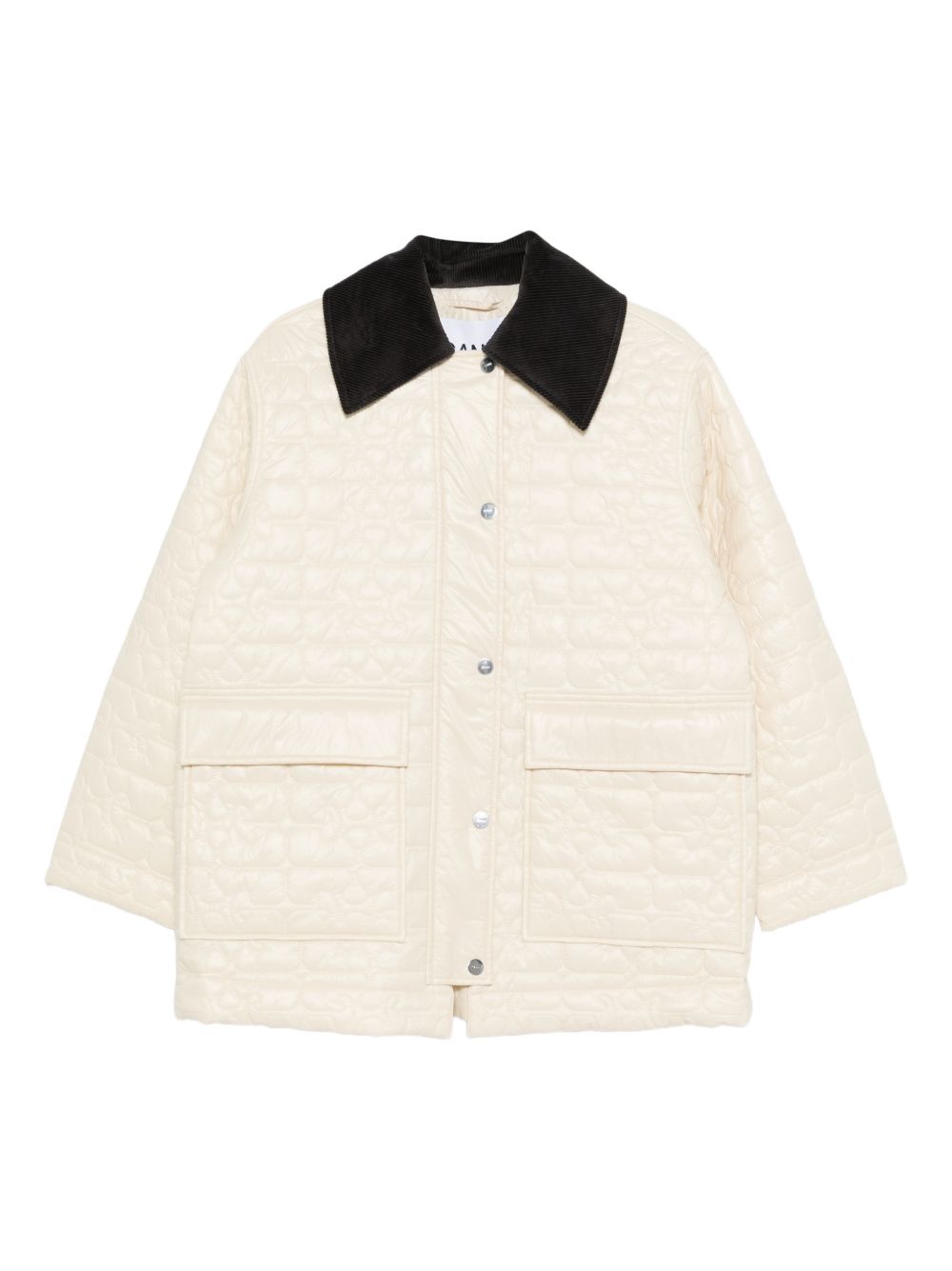 ganni quilted recycled polyamide jacket ivory ivory