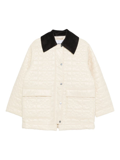 ganni quilted recycled polyamide jacket ivory ivory