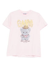 Ganni Cowboy Bear Organic Cotton T-Shirt Pink