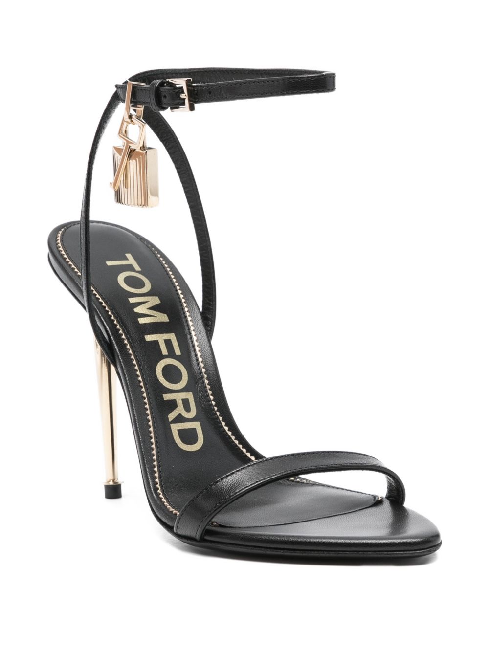 Tom Ford Leather Heel Sandals Black