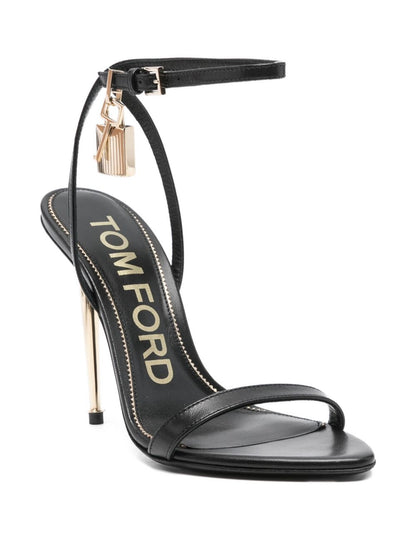 Tom Ford Leather Heel Sandals Black