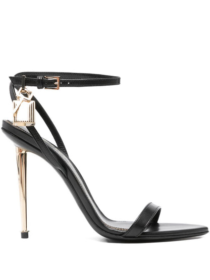 Tom Ford Leather Heel Sandals Black